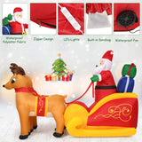 Tangkula 7.5 FT Christmas Inflatable Lighted Santa Claus on Sleigh with Reindeers & Gift Boxes