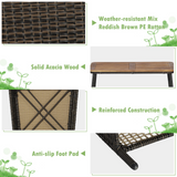 Tangkula Outdoor PE Wicker Conversation Set with 2-Tier Coffee Table