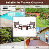 Tangkula 3 PCS Patio Conversation Set (Brown)