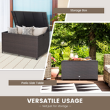 Tangkula 133 Gallon Deck Storage Box, Patio Rattan Storage Container with 2 Universal Wheels