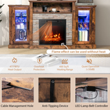 Tangkula Electric Fireplace TV Stand, Electric Fireplace Mantel with 16-Color Led Lights