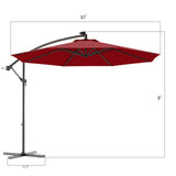 10FT Outdoor Patio Umbrella Solar LED Lighted Sun Shade Market Umbrella