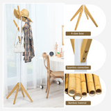Tangkula Bamboo Coat Rack Freestanding, Wooden Coat Hanger Coat Rack Stand