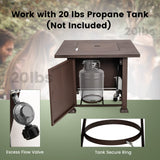 Tangkula 32 Inches Propane Fire Pit, Patiojoy 50,000 BTU Gas Fire Pit Table with Lid