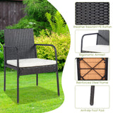 4 Pieces Patio Rattan Dining Chair Set