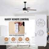 Tangkula 52 Inches Ceiling Fan with Remote Control, Indoor Ceiling Fan with 2 Downrods