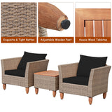 3 Piece Patio Furniture Set, Outdoor Wicker Rattan Bistro Sofa Set