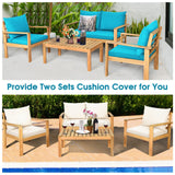 Tangkula Outdoor 4-Piece Acacia Wood Chat Set