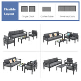 4-Piece Outdoor Furniture Set, Garden Aluminum Conversation Set with Padded Cushions