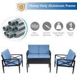 Tangkula Outdoor Aluminum Patio Conversation Set, Patio Sofa Set 1 Loveseat, 2 Single Sofas, 1 Coffee Table