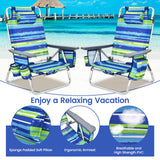 Tangkula Set of 2 Backpack Beach Chair, 5-Position Lay Flat Beach Chairs with Cooler Bag