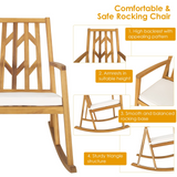 Tangkula Acacia Wood Patio Rocking Chair, Outdoor Porch Rocker