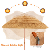 Tangkula 6.5ft Thatched Tiki Umbrella, Hawaiian Style Beach Patio Umbrella with Adjustable Tilt