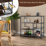 Tangkula 4-Tier Kitchen Baker's Rack, Industrial Microwave Oven Stand with Sliding Wire Basket
