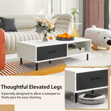 Tangkula Modern Coffee Table, Accent Center Table with Drawer & Shelf, Central Cocktail Table