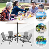 Tangkula Patio Dining Chair Set of 4, 4-Piece Stackable Upholstered Leisure Chair with Armrests
