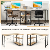 Tangkula L-Shaped Computer Desk with Reversible Shelves