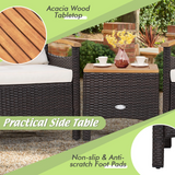 Tangkula 3-Piece Patio Furniture Set, Patiojoy Outdoor Rattan Sofa Set with Coffee Table, Patio Conversation Set with Removable Cushion