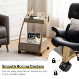 Tangkula Rolling End Table, 2-Tier Side Table w/Tray Top, Pull-Out Drawer & Lockable Casters