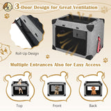 Tangkula 3-Door Folding Dog Crate, Soft Kennel with Removable Pad & Metal Frame