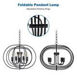 Tangkula Folding Rotatable Chandelier, 5 Lights Metal Ceiling Lamp with 39.5' Iron Chain (Black)