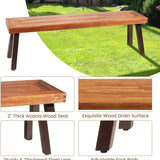 Outdoor Acacia Wood Bench, Patio Dining Bench Picnic Bench with Steel Legs (1, Teak)