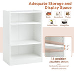 3 Tier Bookcase, Floor Standing Open Bookshelf with 18-Position Adjustable Shelves - Tangkula