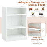 3 Tier Bookcase, Floor Standing Open Bookshelf with 18-Position Adjustable Shelves - Tangkula