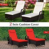 Tangkula Patio Chaise with Wheels, 6 Positions Adjustable Outdoor Lounger Chair with Steel Frame