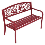 Outdoor Garden Bench Park Bench, Patio Red Bird Bench Loveseat W/Backrest & Armrests