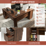 Tangkula L-Shaped Office Desk with Storage Drawers & Keyboard Tray