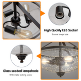 Tangkula Glass Ceiling Light Fixture, Seeded Glass Shade, Semi Flush Mount Ceiling Light w/ Bubble Glass Lampshade