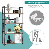 Tangkula 4-Tier Folding Bookshelf, No-Assembly Industrial Bookcase with Sturdy Iron Frame