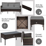 3 Pieces Patio Conversation Set, Outdoor PE Rattan Wicker Furniture Set