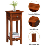 Tangkula Small Side Table for Small Spaces, Farmhouse Acacia Wood Slim End Table