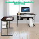 Tangkula 67 inches L-Shaped Desk, Corner Computer Desk with Bottom Bookshelves & CPU Stand