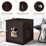 Tangkula Cat Litter Box Enclosure, Decorative Cat House Side Table