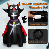Tangkula 4.7 FT Halloween Inflatable Vampire Black Cat with Red Cloak, Blow-up Holiday Decoration with 2 Built-in LED Lights