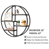 Tangkula Round Wall Shelf, Wall-Mounted Circular Shelf