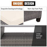 Tangkula 4 Pieces Rattan Conversation Set, Patiojoy Outdoor Furniture Set with Cushions, Lounge Sofa Set with Coffee Table
