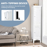 Tangkula Bathroom Storage Cabinet, 63 Inch Tall Narrow Storage Cabinet with 1 Adjustable Shelf and 2 Doors