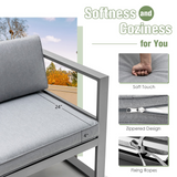 Tangkula 4 Pieces Aluminum Patio Furniture Set, Patiojoy All Weather Heavy Duty Cushioned Outdoor L Shaped Sofa Set
