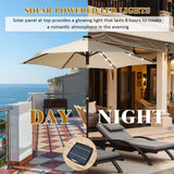 9FT Solar Powered LED Lighted Patio Umbrella, Table Market Umbrella with Tilt and Crank