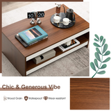 Tangkula 37 Inch Coffee Table, Two-Tier Coffee Table with Storage Shelf, Modern Wooden Sofa Central Table