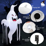 Tangkula 5 FT Halloween Inflatable Hanging Ghost, Blow-up Yard Decoration with Built-in LED Light