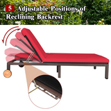 Tangkula 2-Person Patio Lounge Chair, Outdoor Rattan Double Wicker Daybed Chaise Lounge Chair