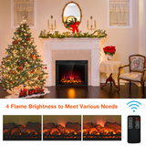 Tangkula Recessed Electric Fireplace, 26 Inch Fireplace with Adjustable Flame Brightness, LED Screen & Remote Control with Timer