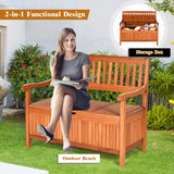 Tangkula Wooden Outdoor Storage Bench Large Deck Box (Natural)
