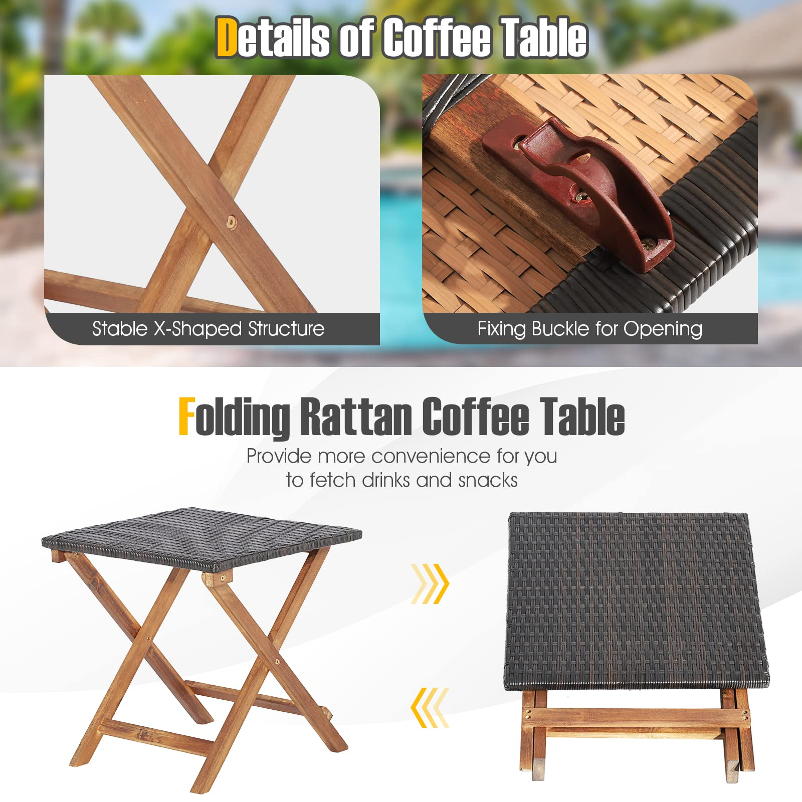 2 Piece Patio Chaise Lounge & Table Set - Tangkula