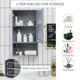 Tangkula Medicine Cabinet, Wall Mounted Bathroom Cabinet Single Door Wooden
